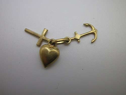 FOR NANCY ONLY PLEASE. 9ct Yellow Gold Charm - FAITH, HOPE AND CHARITYCROSS, HEART&ANCHOR