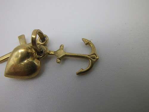 FOR NANCY ONLY PLEASE. 9ct Yellow Gold Charm - FAITH, HOPE AND CHARITYCROSS, HEART&ANCHOR