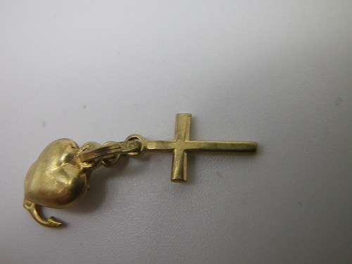FOR NANCY ONLY PLEASE. 9ct Yellow Gold Charm - FAITH, HOPE AND CHARITYCROSS, HEART&ANCHOR
