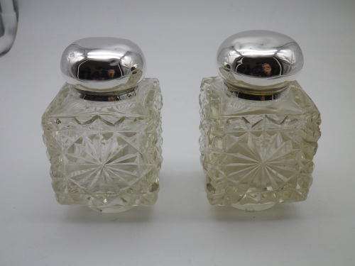 Victorian Silver Plate & Crystal double inkwel, James Deacon & Sons