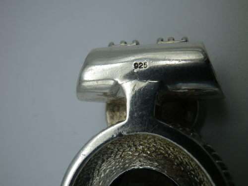 STERLING SILVER & SMOKEY QUARTZ LARGE VINTAGE PENDANT. MAGNIFICENT. 4.5 x3 cm 22grms