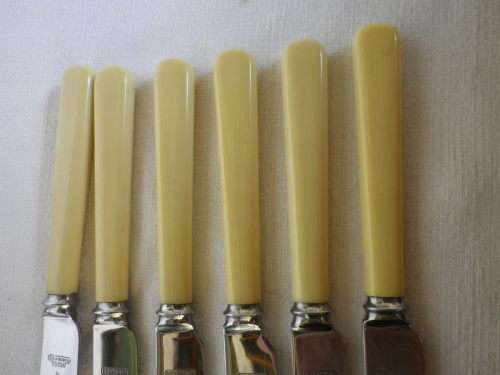 Vintage Bone Handled Butter knives. Stainless Steel Blades. James Ryals & Co. Ltd,  SHEFFIELD