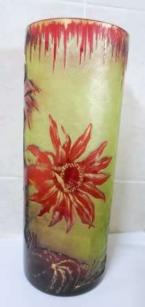 LARGE ART NOUVEAU c1900 CAMEO GLASS VASE  Possibly VAL ST LAMBERT 30cm