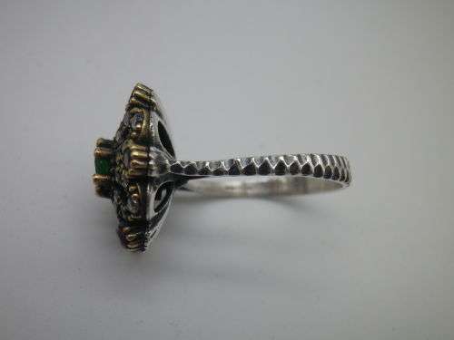 Sterling silver, Ruby and Emerald Ring. Circus top with Gold accents Size N EXQUISITE