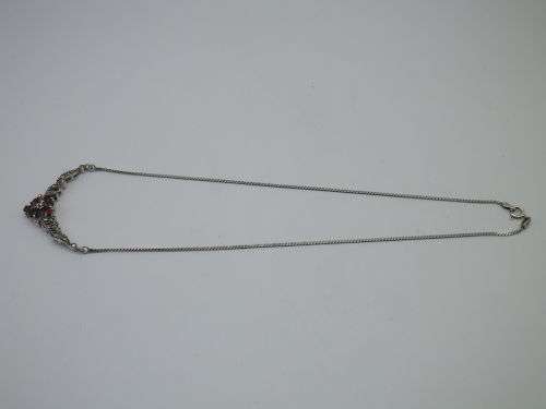 Beautiful Sterling Silver, Garnet & Marcasite Vintage Necklace