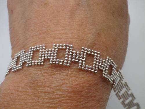 Sterling Silver Italian 925 fancy link beaded bracelet Approx. 5,5g 19cms in length