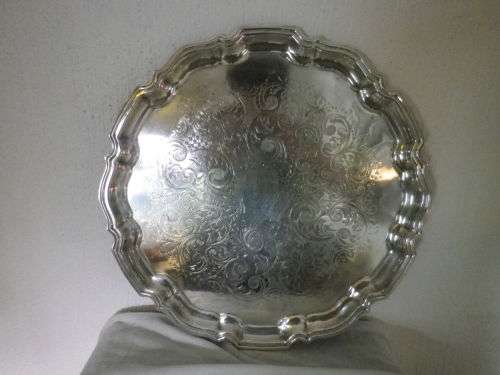 Beautiful Large Vintage Silver Plated Serving Tray, Made in England. 42cm
