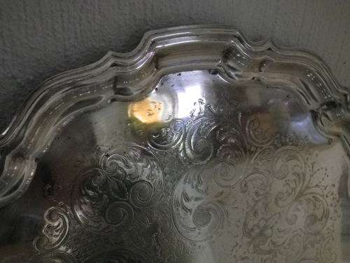 Beautiful Large Vintage Silver Plated Serving Tray, Made in England. 42cm