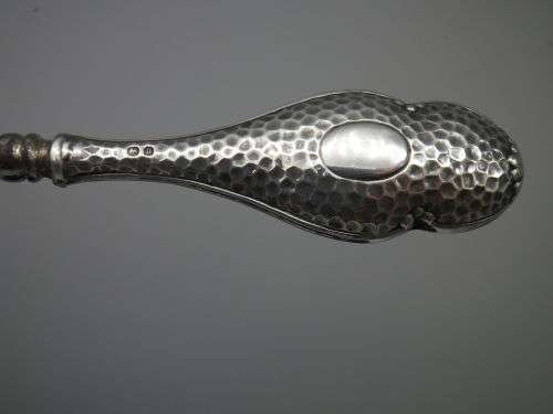 Antique Shoe Horn & Boot Hook. Hallmarked Silver handles. B/Ham 1912. WJ Myatt &Company Original Box