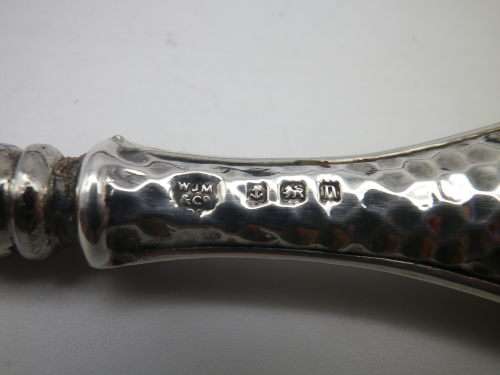 Antique Shoe Horn & Boot Hook. Hallmarked Silver handles. B/Ham 1912. WJ Myatt &Company Original Box