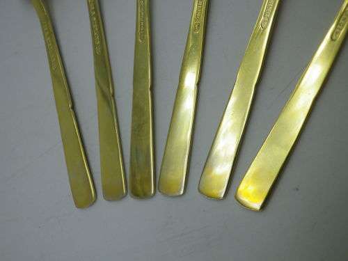 Vintage sterling silver gilt enamel spoons 43,1g. 9.5cm. Delicate & Beautiful