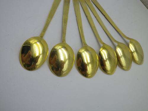 Vintage sterling silver gilt enamel spoons 43,1g. 9.5cm. Delicate & Beautiful