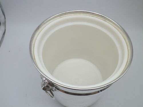 FOR KEVIN ONLY PLEASE! Silver Plated EMESS Small Ice bucket. Lidded, Lion handles 3 feet,