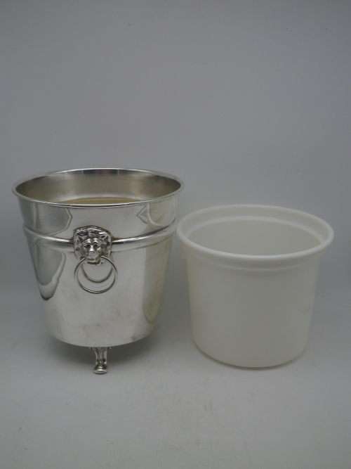 FOR KEVIN ONLY PLEASE! Silver Plated EMESS Small Ice bucket. Lidded, Lion handles 3 feet,