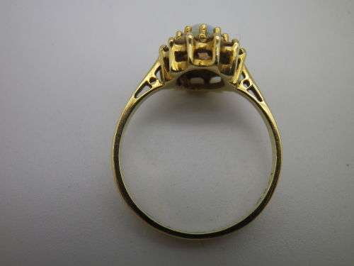 FOR TraHar5654 ONLY PLEASE!! Hallmarked 18ct Yellow Gold, Fire Opal and Diamond Ring. Size J.