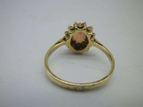 FOR TraHar5654 ONLY PLEASE!! Hallmarked 18ct Yellow Gold, Fire Opal and Diamond Ring. Size J.