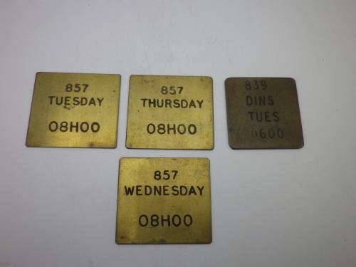 Four Brass Vintage SOUTH AFRICAN POST OFFICE POST BAG TAGS. RARE!