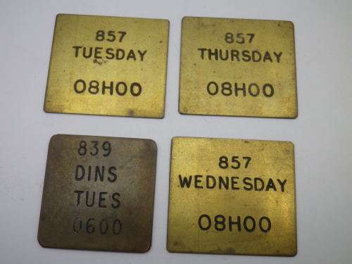 Four Brass Vintage SOUTH AFRICAN POST OFFICE POST BAG TAGS. RARE!