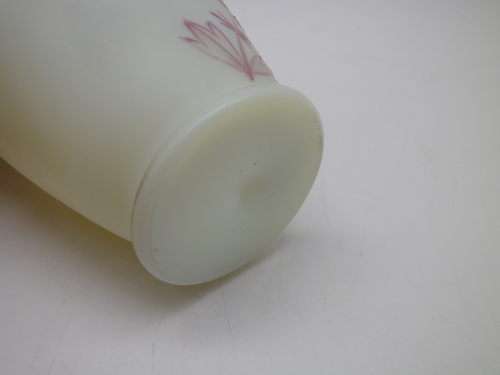 FOR MARK ONLY PLEASEURANIUM SATIN CUSTARD GLASS small vase with hand painted bird decoration