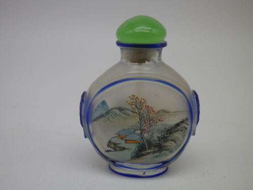 Beautiful Glass  Perfume or Snuff bottle- Inside Painted.