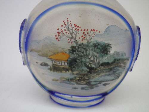 Beautiful Glass  Perfume or Snuff bottle- Inside Painted.