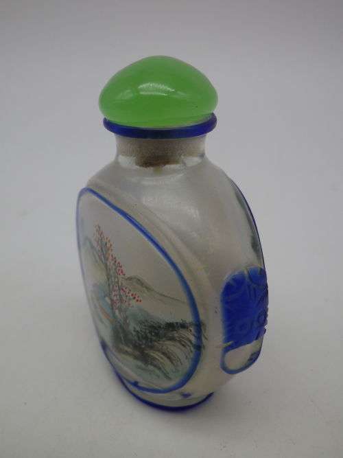 Beautiful Glass  Perfume or Snuff bottle- Inside Painted.