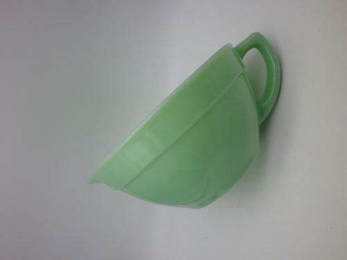 FOR JONSEO ONLY PLEASE!! Green FIRE KING, USA Milk Glass Large Vintage bowl with handle and spout