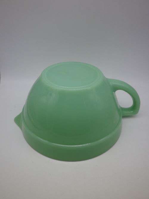 FOR JONSEO ONLY PLEASE!! Green FIRE KING, USA Milk Glass Large Vintage bowl with handle and spout