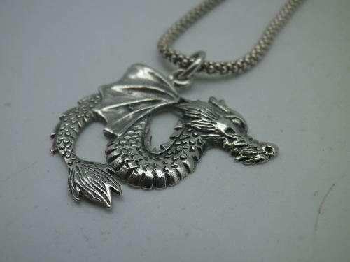 Sterling Silver DRAGON PENDANT and CHAIN. Fabulous!