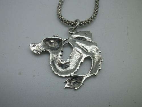 Sterling Silver DRAGON PENDANT and CHAIN. Fabulous!