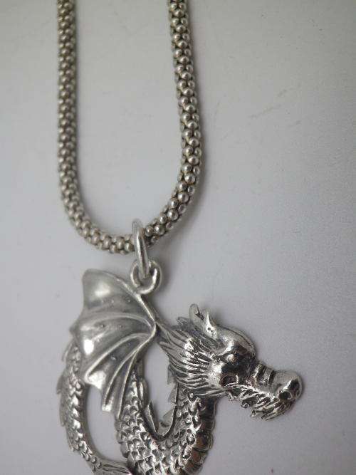 Sterling Silver DRAGON PENDANT and CHAIN. Fabulous!