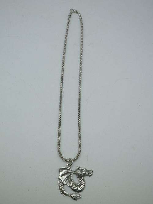 Sterling Silver DRAGON PENDANT and CHAIN. Fabulous!