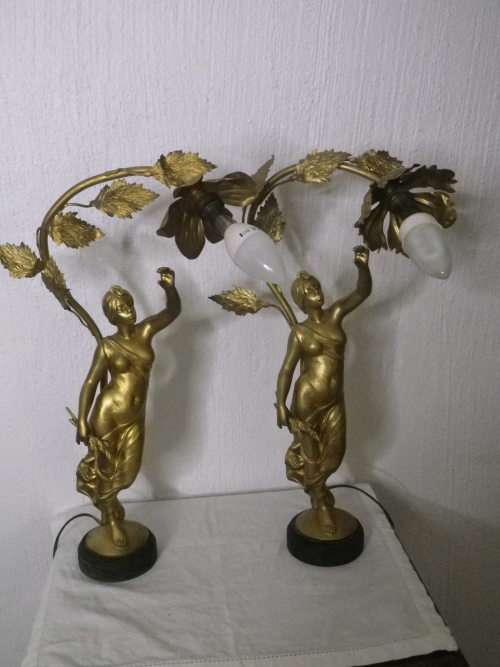 FOR DAVE1976 ONLY PLEASE! Magnificent Pair of Vintage FRENCH Gilt Tone Figural Table lamps.
