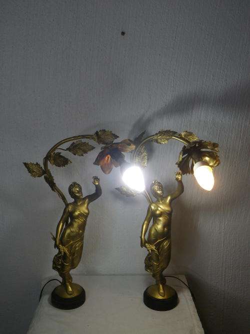 FOR DAVE1976 ONLY PLEASE! Magnificent Pair of Vintage FRENCH Gilt Tone Figural Table lamps.