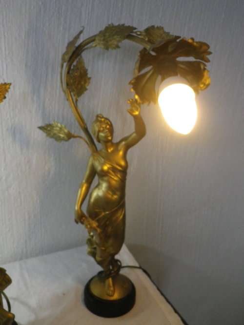 FOR DAVE1976 ONLY PLEASE! Magnificent Pair of Vintage FRENCH Gilt Tone Figural Table lamps.