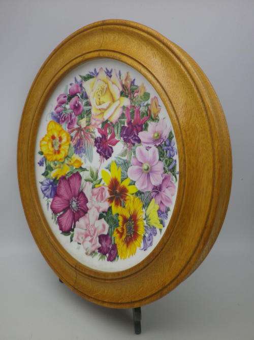 ROYAL ALBERT `BIRTHDAY BOUQUET`  Display Plate in oak hanging frame. Ltd Edition WOW!!