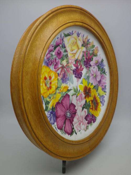 ROYAL ALBERT `BIRTHDAY BOUQUET`  Display Plate in oak hanging frame. Ltd Edition WOW!!