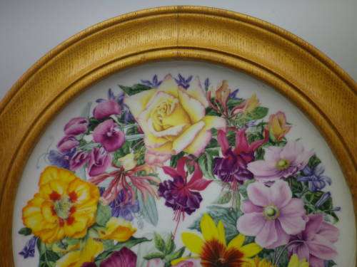 ROYAL ALBERT `BIRTHDAY BOUQUET`  Display Plate in oak hanging frame. Ltd Edition WOW!!