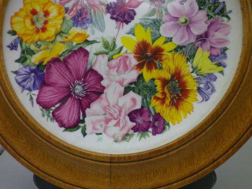 ROYAL ALBERT `BIRTHDAY BOUQUET`  Display Plate in oak hanging frame. Ltd Edition WOW!!