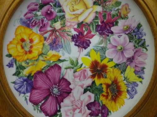 ROYAL ALBERT `BIRTHDAY BOUQUET`  Display Plate in oak hanging frame. Ltd Edition WOW!!