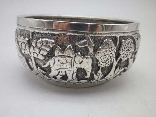 Vintage Indian silver repousse small bowl