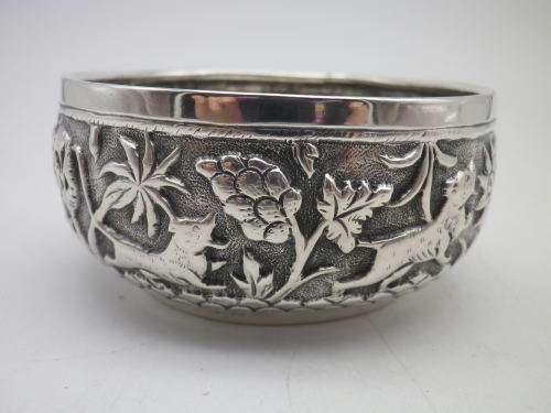 Vintage Indian silver repousse small bowl