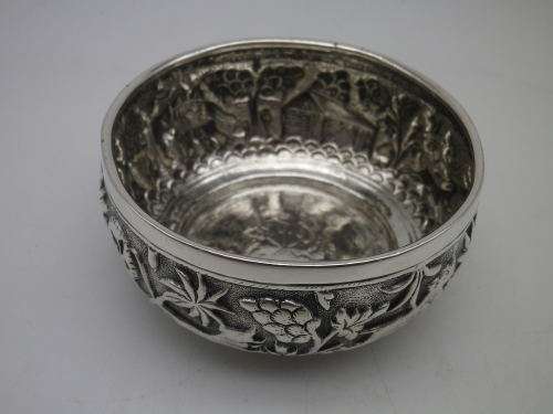 Vintage Indian silver repousse small bowl