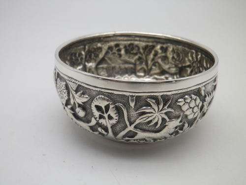 Vintage Indian silver repousse small bowl