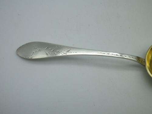 Vintage (Antique) German silver sauce ladle with gilded bowl, 63g. 18.5 cm