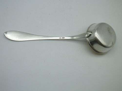 Vintage (Antique) German silver sauce ladle with gilded bowl, 63g. 18.5 cm