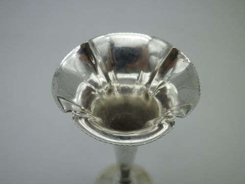 HALLMARKED SILVER MINIATURE BUD VASE. BIRMINGHAM, 1906  Maker: Samuel M Levi 9 cm tall