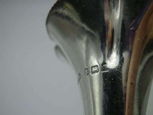HALLMARKED SILVER MINIATURE BUD VASE. BIRMINGHAM, 1906  Maker: Samuel M Levi 9 cm tall