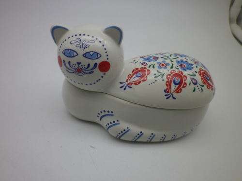 `CHEEKY CAT` LIDDED TRINKET BOX RARE Elizabeth Arden ORIENT EXPRESS DESIGN