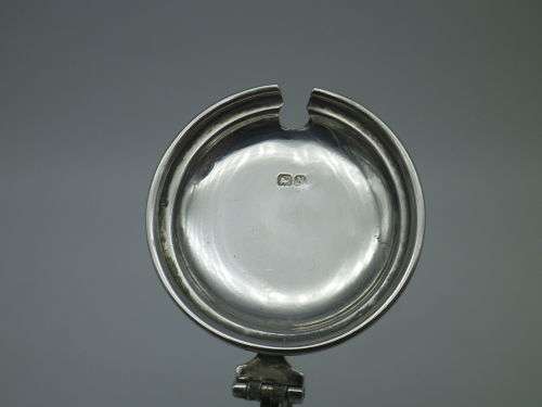 Hallmarked Silver Mustard pot and spoon Original Blue glass liner Birmingham 1935, 1937 33 grms
